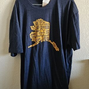 Navy Graphic T-Shirt with Yellow Print